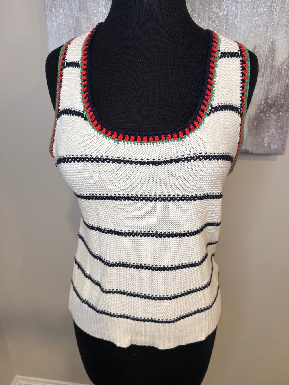 Striped Knit Tank with Colorful Trim size small